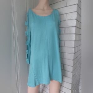 Tunic - Long Sleeve Turquoise Top - Simply Noelle - Size: S/M